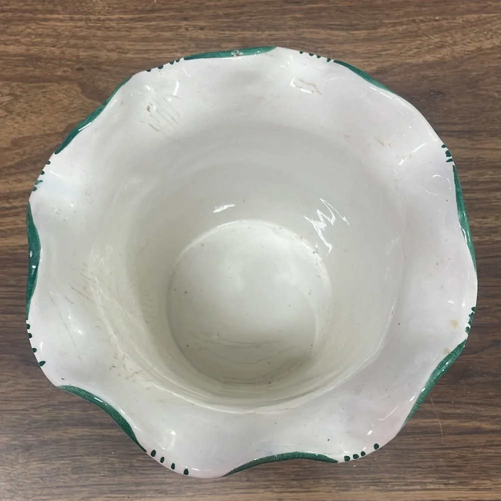 Floral‎ Ceramic Vase with Green Trim
